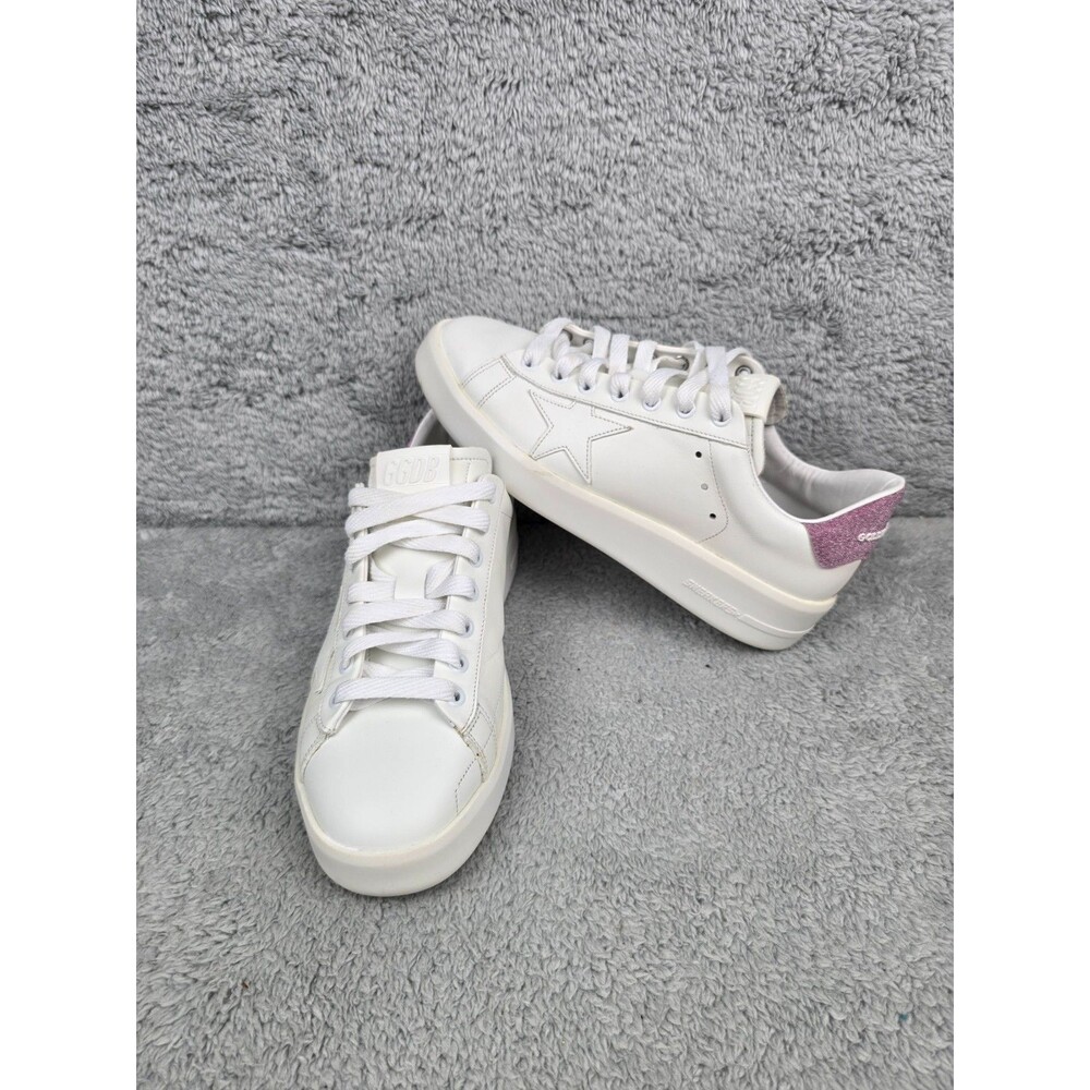 Golden Goose Pure Star Wom White Pink Glitter Leather Sneakers Shoes EU 38 US 8